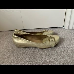 Ecco gold ballet flat sz38(71/2) so comfy
